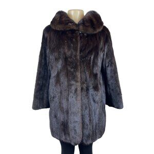Gartenhaus Dark Brown Fur Coat Genuine Mink Mid-Length Luxury Outerwear